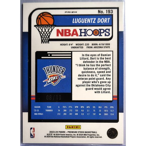 2023-24 NBA Hoops Premium Stock LUGUENTZ DORT Gold Pulsar Prizm Parallel 8/10 - Picture 2 of 3
